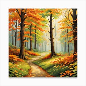 Forest In Autumn In Minimalist Style Square Composition 285 Canvas Print