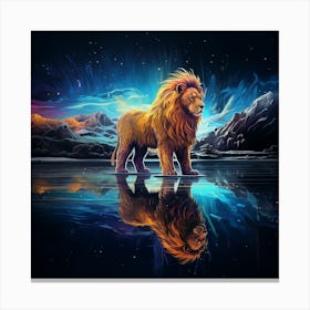 Lion In The Water Canvas Print