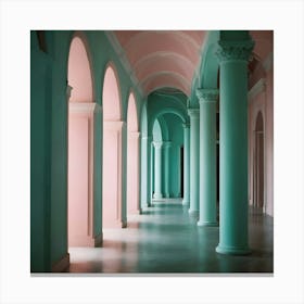 Pink And Green Hallway Canvas Print