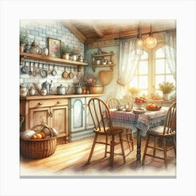 Kitchen Interior Illustration Canvas Print