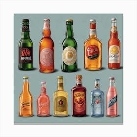 Default Drinks In Bottles Of Popular Brands Aesthetic 3 Canvas Print