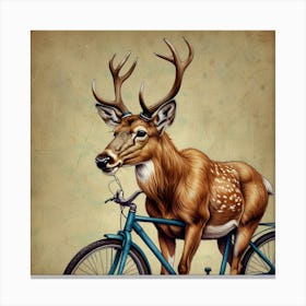 Deer On A Bike 1 Canvas Print