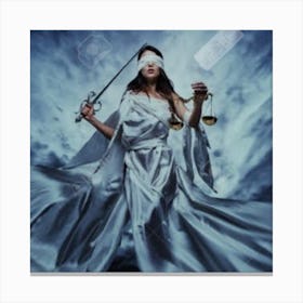 Justice Woman With Sword Canvas Print