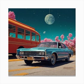 Car And A Bus Canvas Print