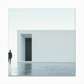 Businessman Standing In Front Of A White Building Canvas Print