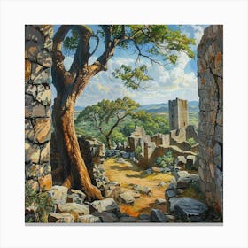 Tree In Ruins Canvas Print