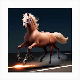 Horse Running At Night Canvas Print