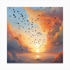 Birds At Sunset Canvas Print