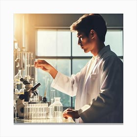 Young Scientist In A Laboratory Canvas Print