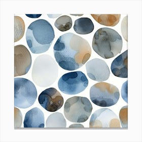 Blue And Brown Watercolor Pebbles Canvas Print