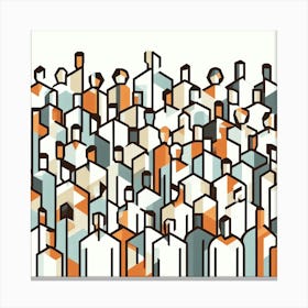 Crowd Of People Abstract Geometric 1 Canvas Print