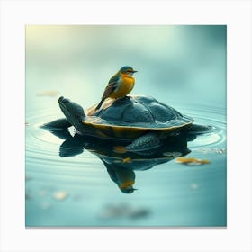 Bird On A Turtle Canvas Print