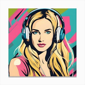 Pop Girl With Headphones 2 Canvas Print