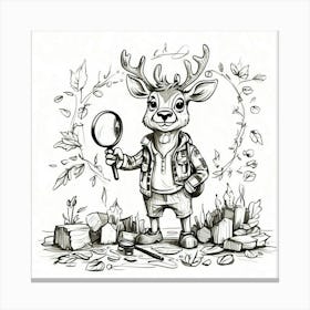 Deer With A Magnifying Glass 5 Canvas Print