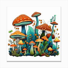 Mushrooms In The Forest 18 Canvas Print