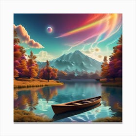 Rainbow Over A Lake Canvas Print