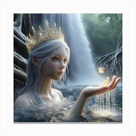 Princess In A Waterfall Canvas Print