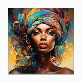 African Woman With Colorful Turban 2 Canvas Print