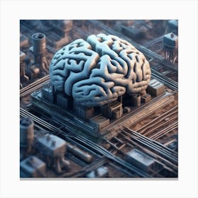 Brain On Top Of City Canvas Print