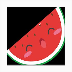 Fruit Watermelon Cute Kawaii Healthy Seeds Face Canvas Print