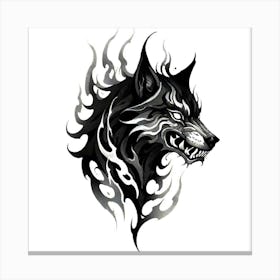 Tribal Wolf Tattoo Canvas Print