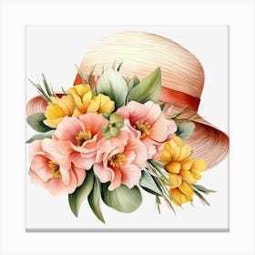 Hat With Flowers 2 Canvas Print