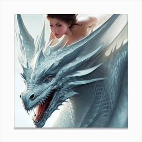 Girl Riding A Dragon Canvas Print