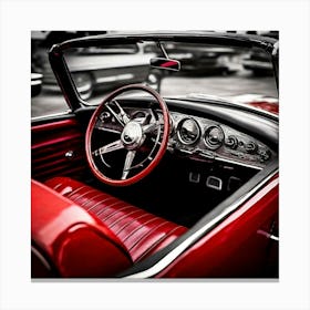 Lifestyle Detail Style Restored Automobile Red Shiny Part Vintage Antique Roadster Inside (7) Canvas Print