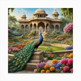 Peacock In The Garden 9 Canvas Print