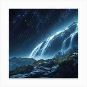 Waterfall In The Night Sky Canvas Print