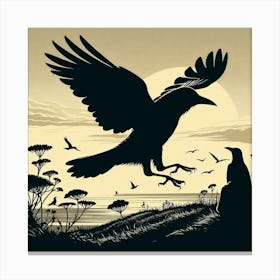 Crow In Flight Canvas Print