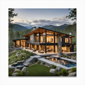 Modern Home In The Mountains 3 Canvas Print