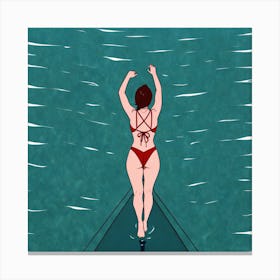 Woman In Bikini On Surfboard 5 Canvas Print