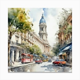 Buenos Aires, Argentina Watercolor Canvas Print