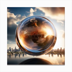 Glass Globe With City Skyline Canvas Print