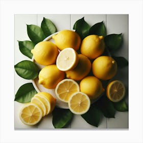 Lemons On A Plate 1 Canvas Print