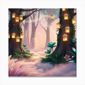 Fairy Forest With Lanterns Canvas Print