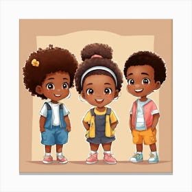 Group Of Four African American Kids (1) Canvas Print