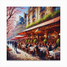 Paris Cafe.Cafe in Paris. spring season. Passersby. The beauty of the place. Oil colors.2 Canvas Print