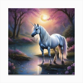 Unicorn By The Water Canvas Print