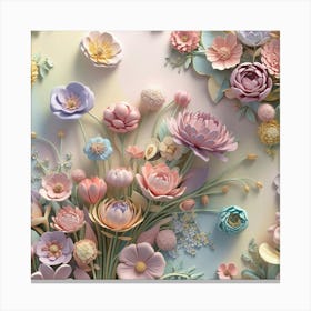 3d Floral Arrangement Vibrant Intricate Pattern Wall Decoration Canvas Print