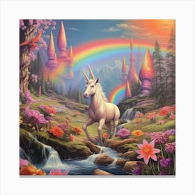 Unicorn In The Forest Canvas Print