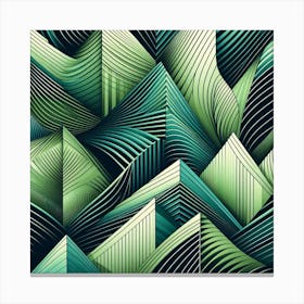 Geometric Art Green waves of palm leaf 2 Canvas Print