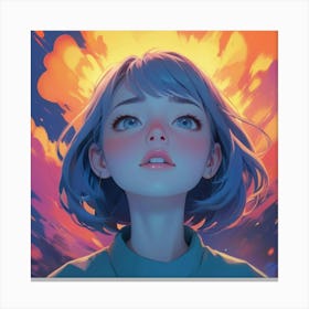 Anime Girl With Blue Hair 8 Canvas Print