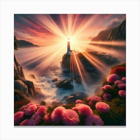 Lighthouse At Sunset Canvas Print