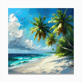 Of Palm Trees On The Beach 1 Canvas Print