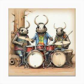 Drumming Animals Canvas Print