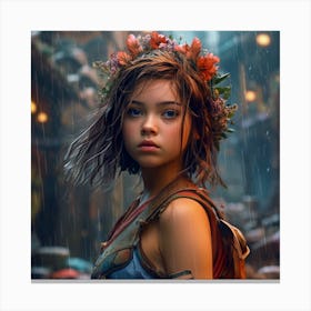 Girl In The Rain Canvas Print