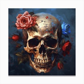 Skull With Roses 1 Canvas Print