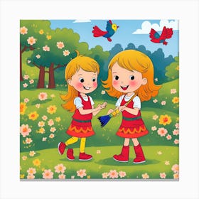 Default Forest Village Background Little Blond Girl With Smal 3 E589e167 Dc14 4547 B711 Ae0cd102806f 1 Canvas Print